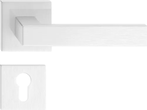 QUBIK ajtókilincs szögletes K-rozettás szálcsiszolt nikkel PZ