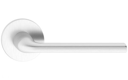 BELLA ajtóajtókilincs kerek rozettás R SLIM vékony szálcsiszolt króm matt Csak kilincs felső rozett