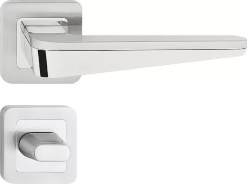 DUO/OPEN ajtókilincs kerek rozettás szálcsiszolt nikkel WC