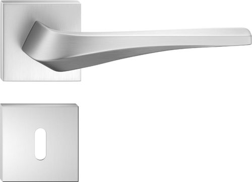 FLOW ajtókilincs szögletes Q rozettás szálcsiszolt króm - CORONA PREMIUM BB