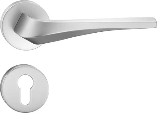 FLOW ajtókilincs kerek R alakú szálcsiszolt króm - CORONA PREMIUM PZ