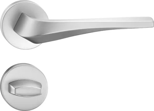 FLOW ajtókilincs kerek R alakú szálcsiszolt króm - CORONA PREMIUM WC