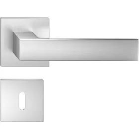   FOCUS ajtókilincs szögletes rozettás Q SLIM vékony szálcsiszolt króm matt - CORONA PREMIUM BB