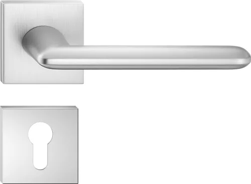 SPARK Q ajtóajtókilincs szögletes rozettás szálcsiszolt króm matt - CORONA PREMIUM PZ