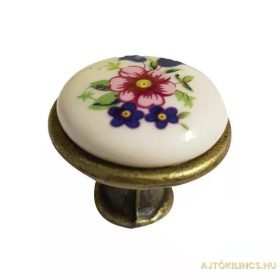 Bútorfogantyú/Gomb 1085 Színes virágos