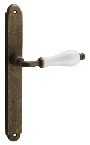 Samoha-Diána Pajzsos Fehér Porcelán Betétes Patinás Antik Lyuk Nélküli