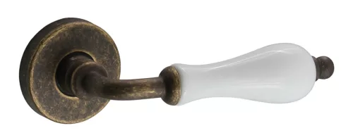 Samoha-Diána Rozetă rotundă Alb Porțelan insert Patina Antic (Numai mânerul pe rozeta superioară)