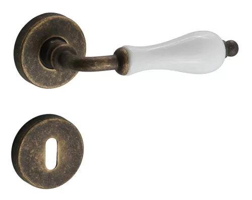 Samoha-Diána Rozetă rotundă Alb Porțelan insert Patina Antic BB