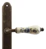 Samoha-Diána Pajzsos Fehér-Kék Virágos Porcelán Betétes Patinás Antik 92 mm PZ