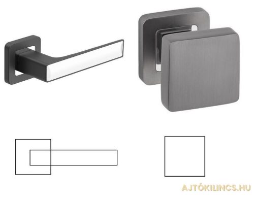 Deco Quadrat Anthrazit/Graphitgrau mit weißem Einsatz WC Knopf/Türknauf