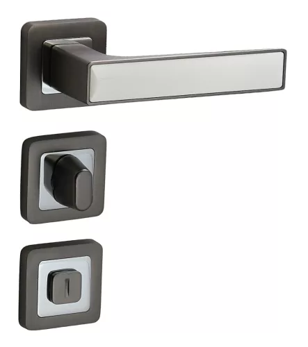 Rozetă pătrată deco antracit/gri grafit cu WC cu inserție albă