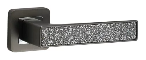 Rozetă pătrată Glamour Rozetă antracit/gri grafit cu inserție de cristal alb doar mâner pe rozeta superioară