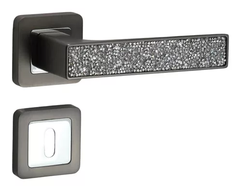 Rozetă Glamour Pătrată Antracit/Graphit Gri cu inserție de cristal alb BB