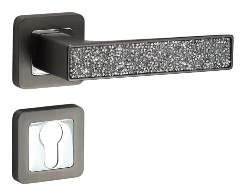 Rozetă Glamour Pătrată Antracit/Graphit Gri cu inserție de cristal alb PZ