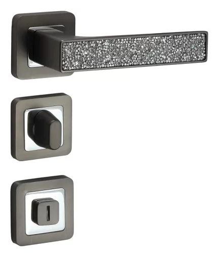 Rozetă Glamour Pătrată Antracit/Graphit Gri Alb Cristal cu inserție WC