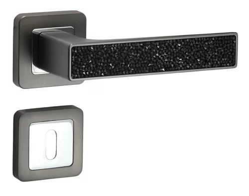 Rozetă Glamour Pătrată Antracit/Graphit Gri cu inserție de cristal negru BB