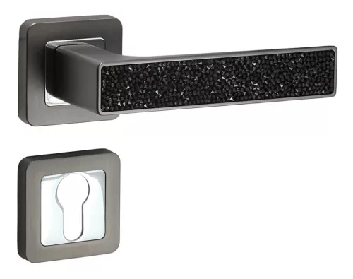 Rozetă Glamour Pătrată Antracit/Graphit Gri cu inserție de cristal negru PZ