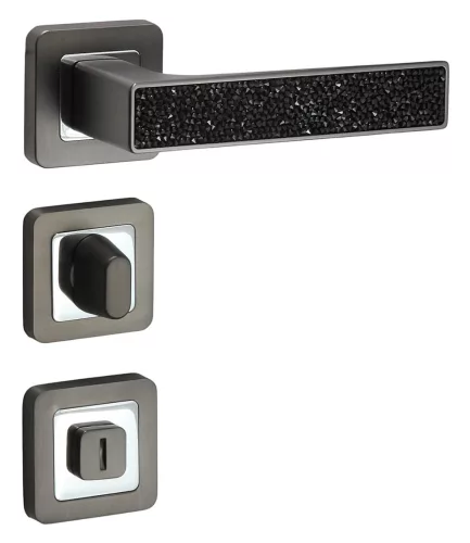 Rozetă Glamour Pătrată Antracit/Graphit Gri Negru cu WC cu inserție de cristal