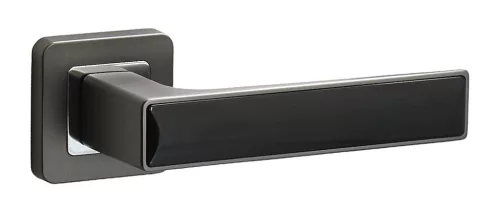 Rozetă pătrată Deco Antracit/Graphit Gri cu inserție neagră Doar mâner pe rozeta superioară