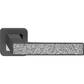   DECO ajtókilincs kerek rozettás grafit + GLAMOUR betét ezüst kristályok BB