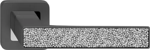 DECO ajtókilincs kerek rozettás grafit + GLAMOUR betét ezüst kristályok PZ