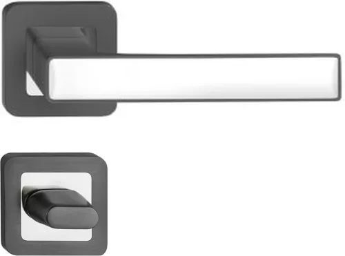 DECO ajtókilincs kerek rozettás grafit + fehér betét WC