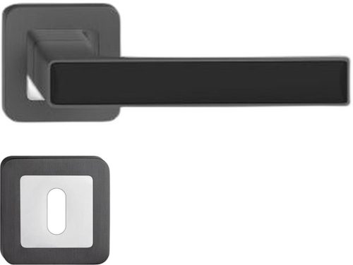 DECO ajtókilincs kerek rozettás grafit + fényes fekete betét BB