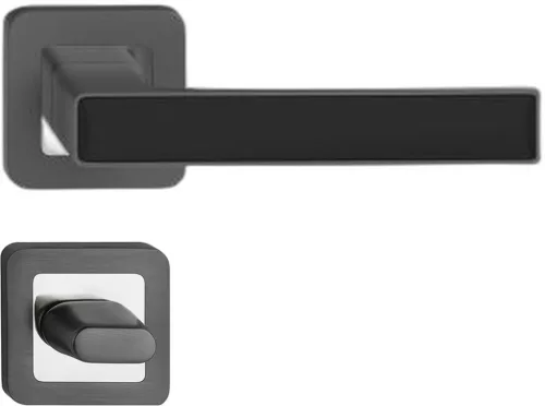 DECO ajtókilincs kerek rozettás grafit + fényes fekete betét WC