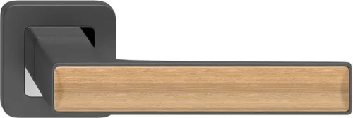 DECO ajtókilincs kerek rozettás grafit + aranytölgy betét WC