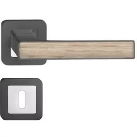   DECO ajtókilincs kerek rozettás grafit + Sonoma tölgyfa betét BB