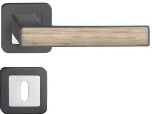 DECO ajtókilincs kerek rozettás grafit + Sonoma tölgyfa betét BB