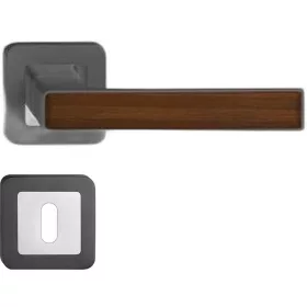 DECO ajtókilincs kerek rozettás grafit + diófa betét BB