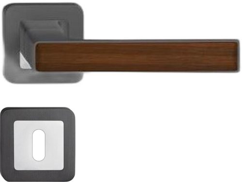 DECO ajtókilincs kerek rozettás grafit + diófa betét BB