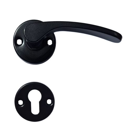 Lana Black Round Rosette Door Handle PZ