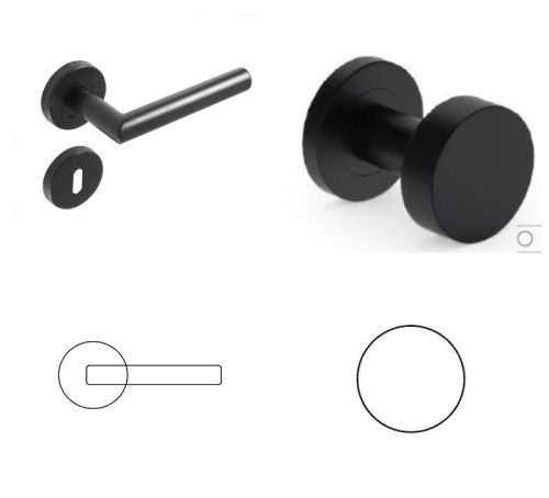 Tímea Schwarz Line Runde Rosette (mit Metallsockel) schwarzer BB Knopf/Türknauf