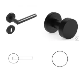   Tímea Schwarz Line Runde Rosette (mit Metallsockel) schwarze farbe PZ Knopf/Türknauf