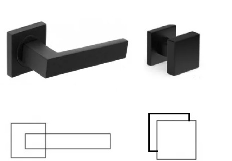 Matrix Schwarz Line Quadrat Schwarz farbe WC Fixed Knopf/Türknauf