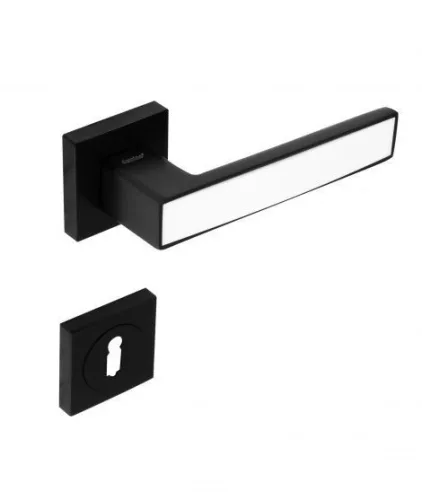 Rozetă pătrată Boxer neagră cu inserție alb strălucitor (numai pe rozeta mânerului superior)