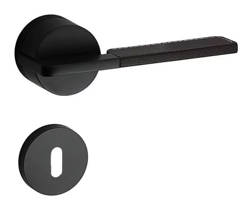 G02 Rozetă rotundă Exclusiv din piele maro inserată Set de mânere Negru BB