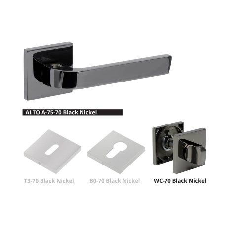 BUSSARE CLASSIC Alto Négyzetrozettás A-75-70 Fekete Nikkel WC