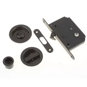   Set încuietoare uși glisante încuietoare pentru WC premium neagră mat (cu blocare)