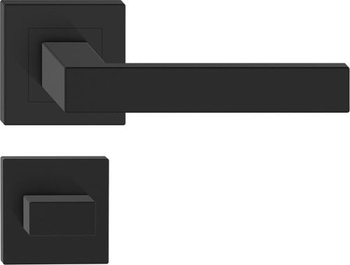 TOPAZ ajtóajtókilincs szögletes rozettás rozsdamentes acél - fekete WC