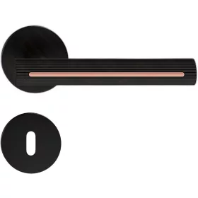   ELEGANZA/ELEGANT ajtókilincs kerek talpú R - 6mm-es talpú FIT fekete díszbetét réz színű BB