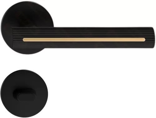 ELEGANZA/ELEGANT ajtókilincs kerek rozettás R - FIT rozettás 6mm fekete díszes arany betéttel WC