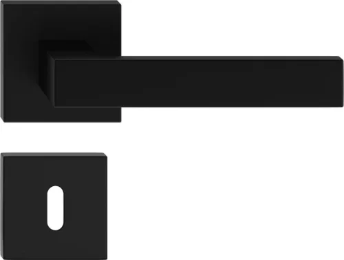 QUBIK ajtókilincs szögletes K-rozettás fekete BB