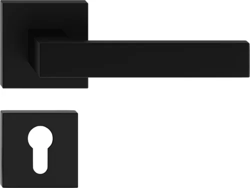 QUBIK ajtókilincs szögletes K-rozettás fekete PZ