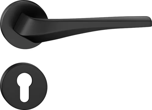 FLOW ajtókilincs kerek R rozettás fekete - CORONA PREMIUM PZ