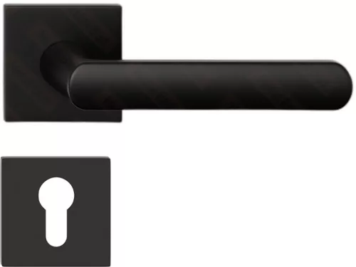 LUNA ajtóajtókilincs négyzet alakú rozettás Q SLIM vékony fekete PZ