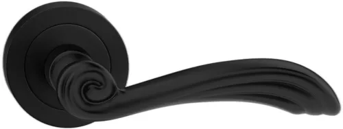 ORION ajtókilincs kerek csavarozható talppal fekete Csak kilincs felső rozettán