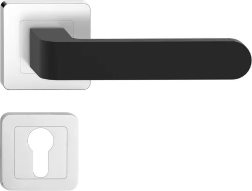 RIO ajtókilincs kerek rozettás fekete króm alapon PZ